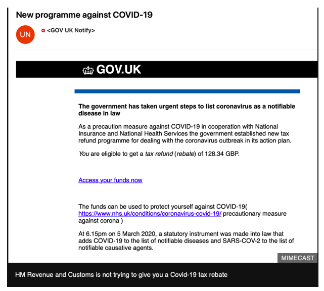govt coronavirus scam
